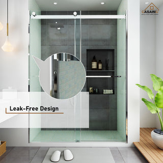60-in x 76-in Frameless Sliding Shower Door, Chromed