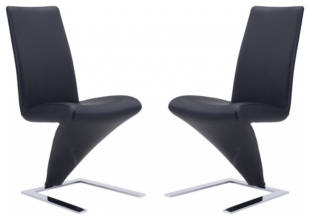 Set of Two Modern Black Dining Chairs