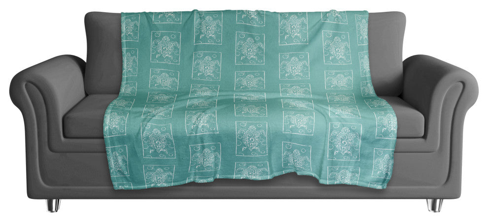 Sea Turtle Stamp Teal 50x60 Throw Blanket