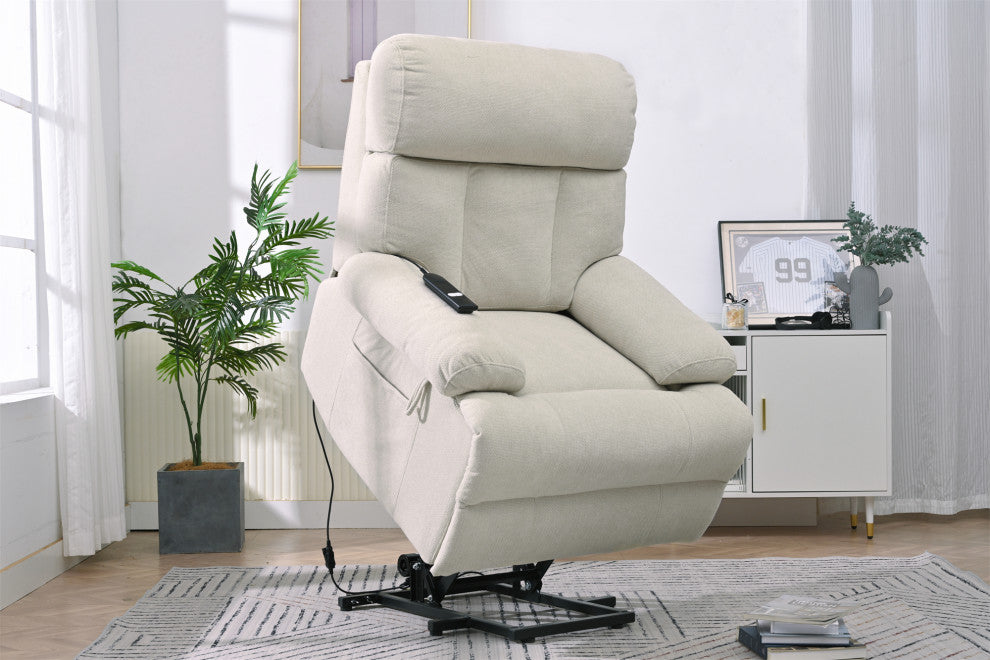 GDF Studio Oversized Power Lift Recliner Chair for Seniors, Remote Control, Light Gray