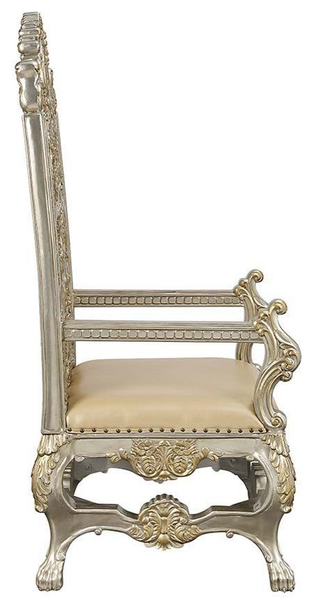 Set of 2 Arm Chair, Champagne and Gold Finish
