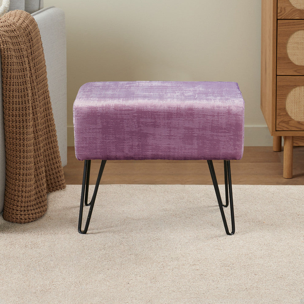 Textured Velvet Ottoman, Mauve Shadows
