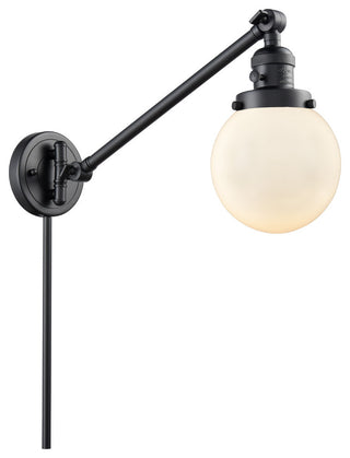 Beacon 1-Light Swing Arm Light, Matte Black, Glass: Matte White Cased