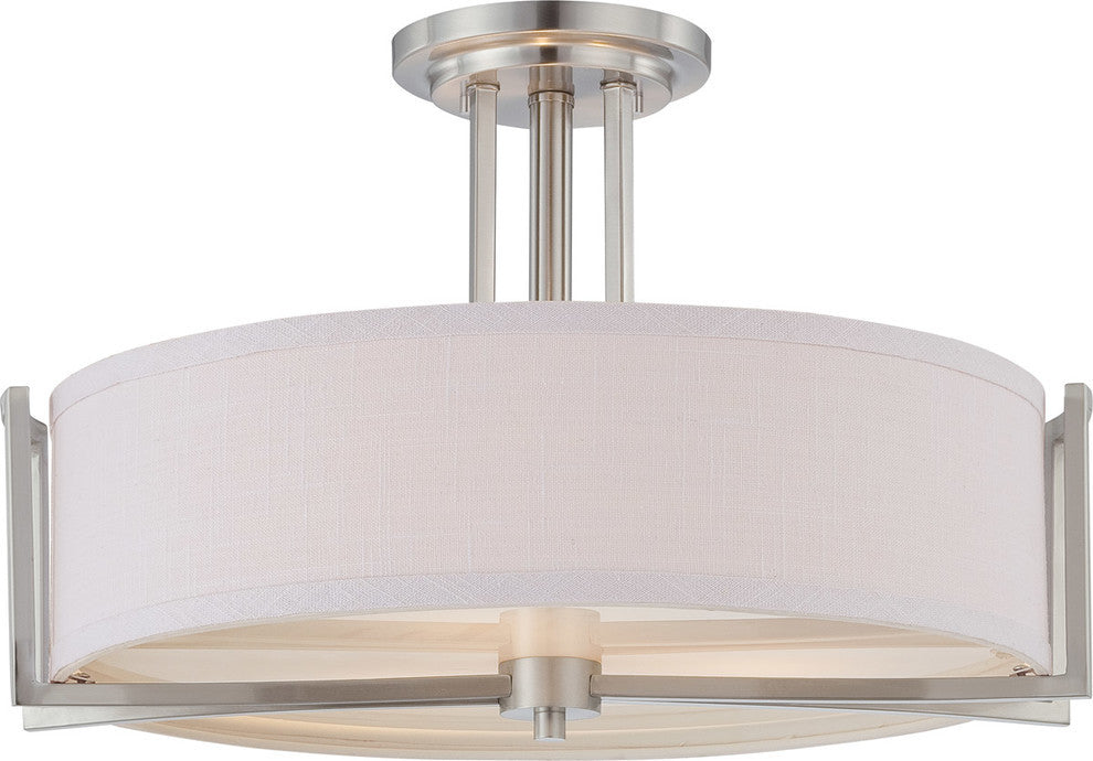 Nuvo 3-Light Gemini Close-to-Ceiling Light Fixture, Brushed Nickel