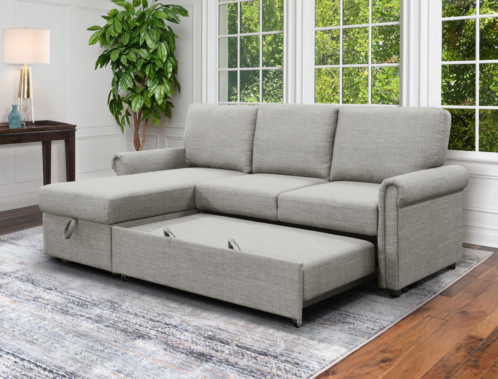 Harding Storage Sofa Bed Reversible Sectional, Heather Gray