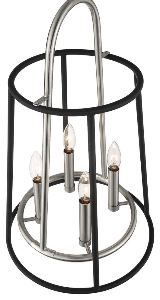 6-Light Chandeiler, Black+Nickel