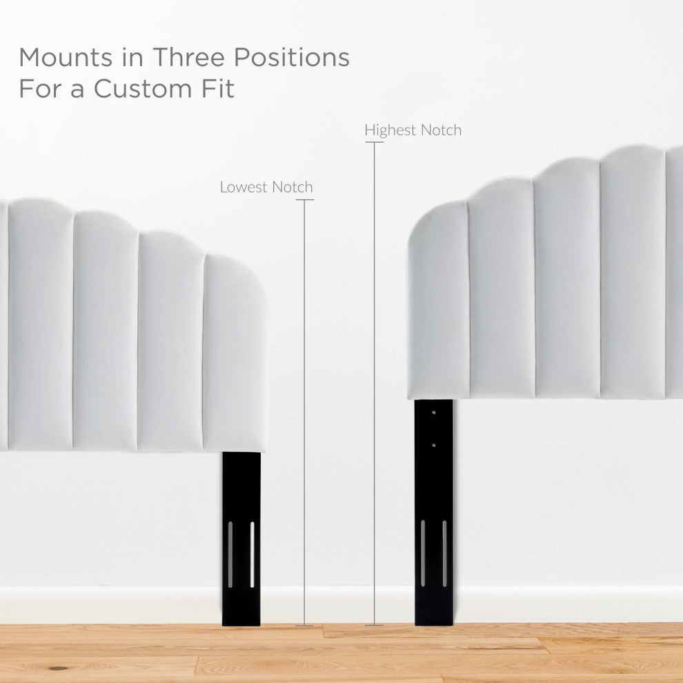 Headboard, Twin Size, Velvet, Dark Gray, Modern Contemporary, Bedroom, White
