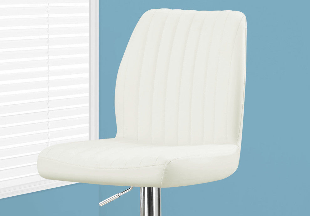 44" x 35.5" x 80" White Foam Metal Leather Look Barstool 2pcs