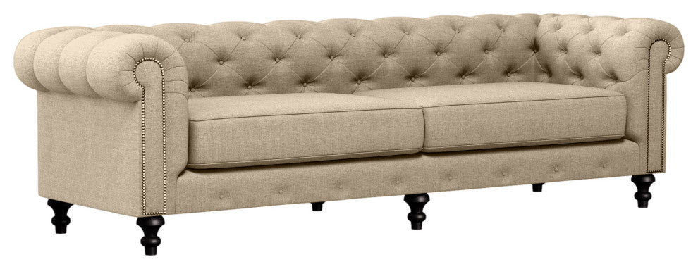 Nativa Interiors London 103" Sofa, Flax, Deep Plush Depth