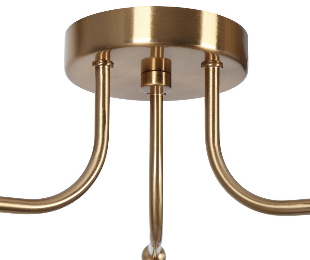 LNC Polished Gold Modern Seeded-Glass Semi-flush Mount Light, 19" Width