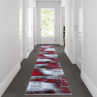 Rylan Collection Abstract Pattern Area Rug-Red - 2' x 10'