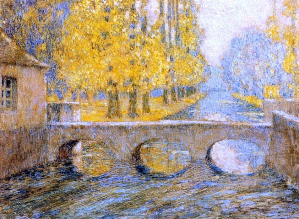 Henri Le Sidaner A Bridge Autumn Gisors, 21"x28" Wall Decal