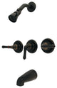 Kingston Brass Three-Handle Tub and Shower Faucet, Oil Rubbed Bronze