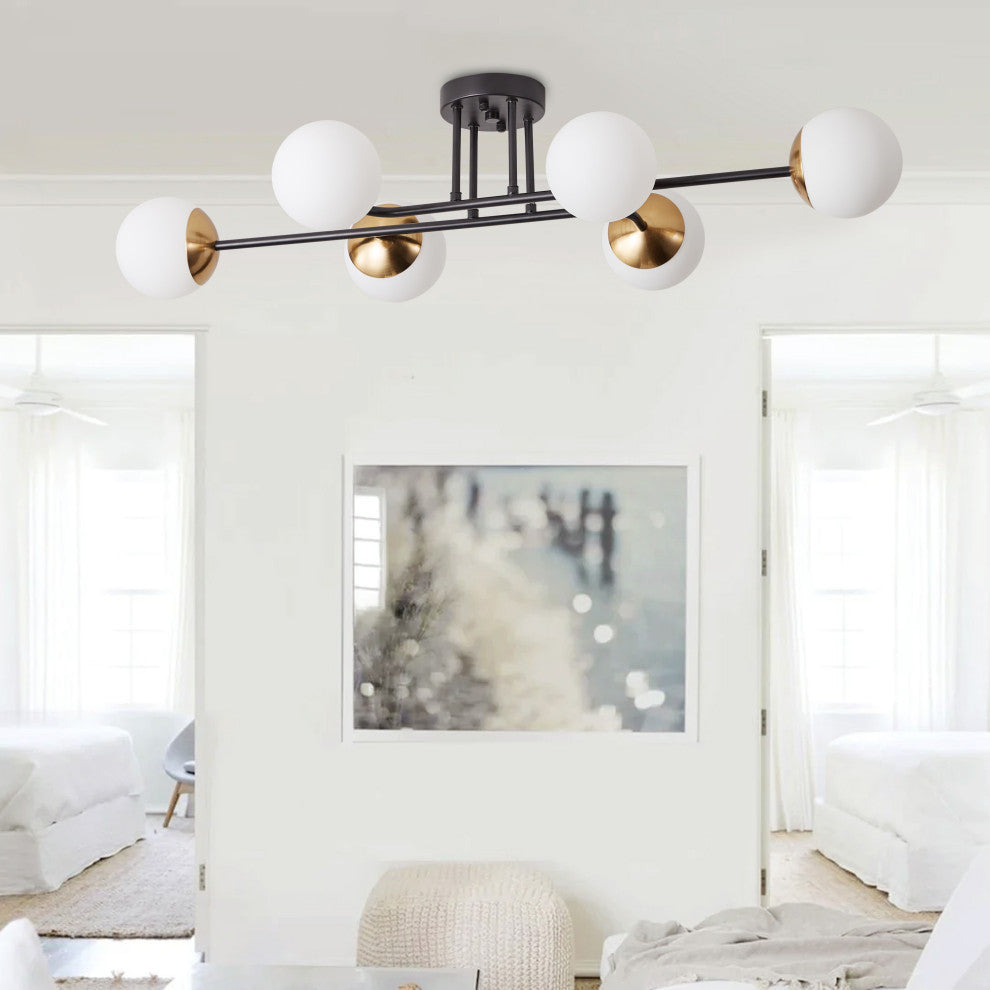 Modern Ceiling Light Flush Mount Chandelier, 6-Light