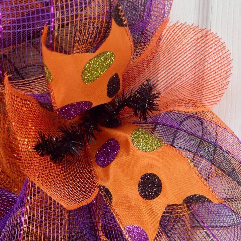 Adorable Halloween Owl with Moving Eyes Handmade Deco Mesh Wreath