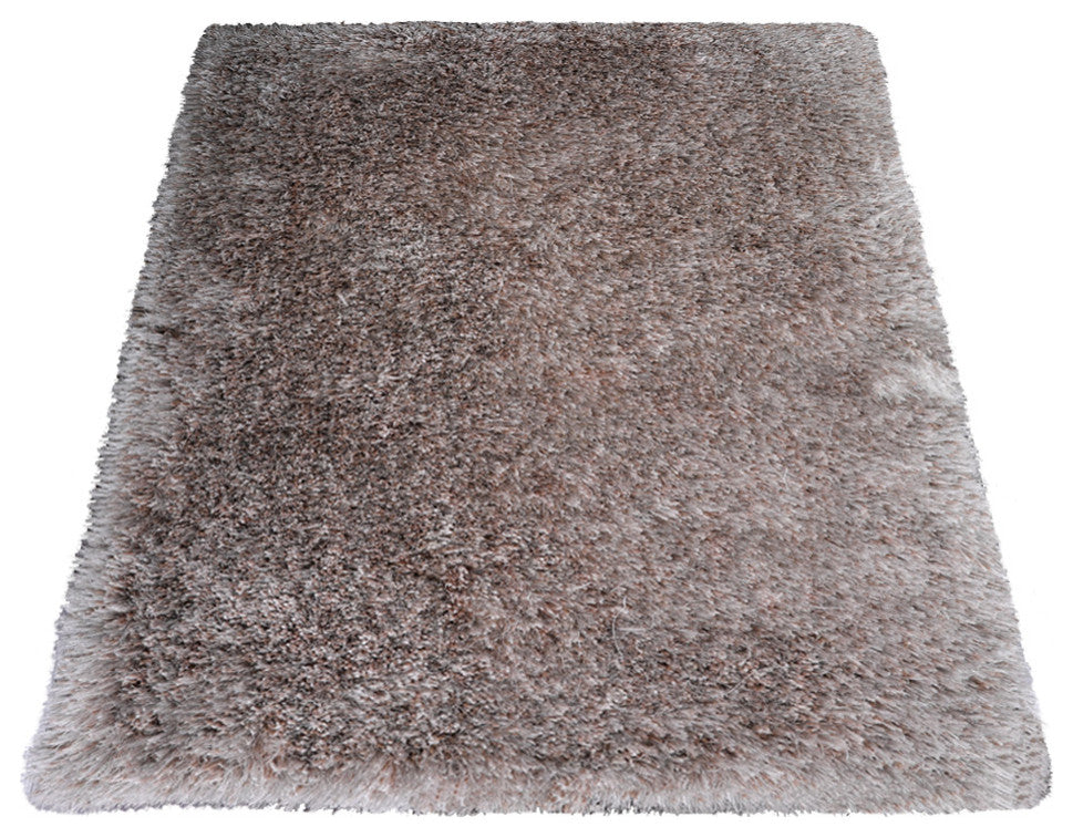 HAND TUFTED SHAG POLYESTER ECO-FRIENDLY AREA RUGS, Silver Color, Solid Design