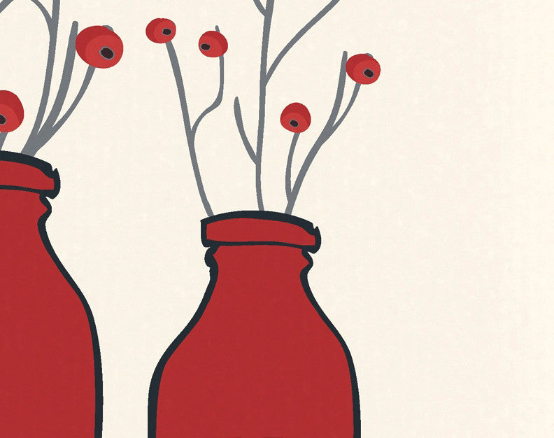 Joy Holiday Floral Print Kitchen Towel, Red