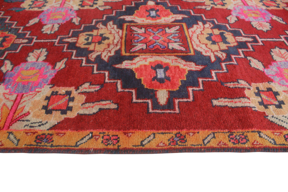 Fine Vintage Distressed Ameer Red/Charcoal Runner, 2'11x11'10