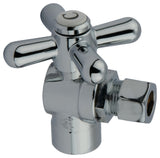 Kingston 1/2" Sweat 3/8" OD Angle Stop Cross Handle, Polished Chrome