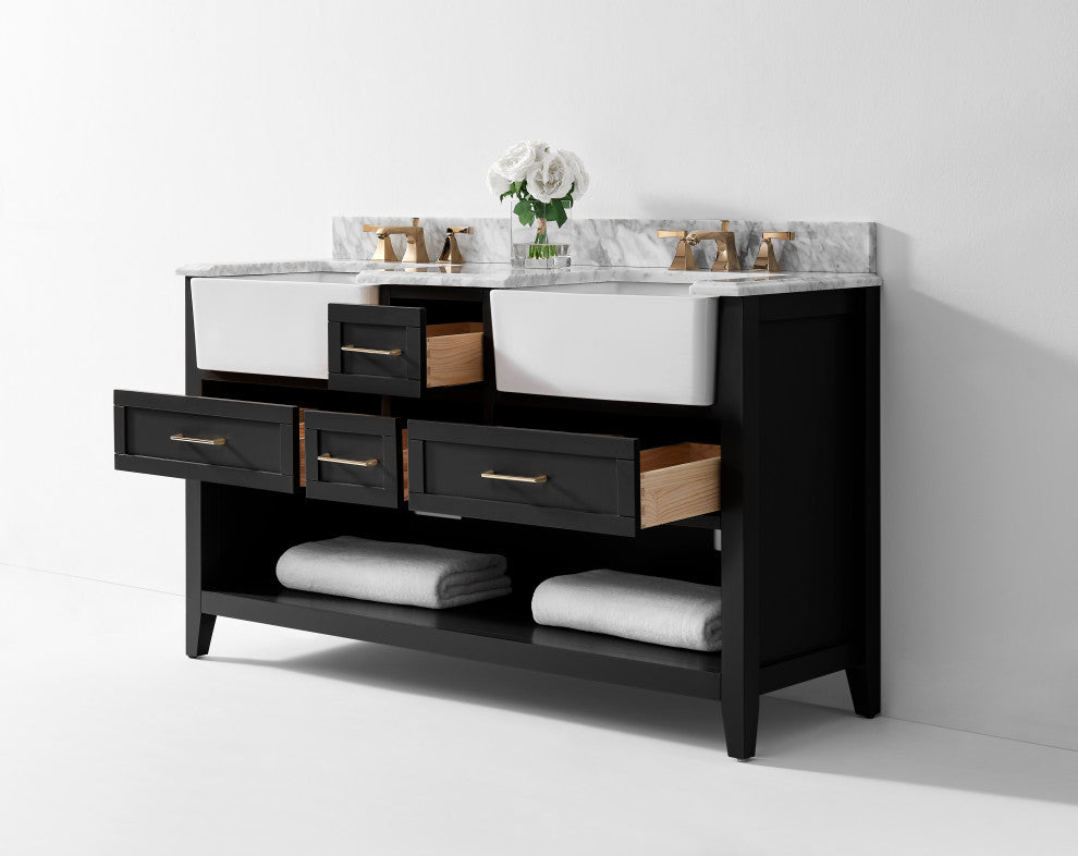 Hayley Bathroom Vanity Set, Black Onyx, 60"