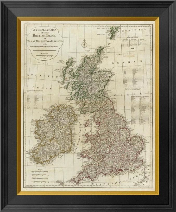 "A complete map of the British Isles, 1788"  by Thomas Kitchin, 18x20"