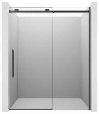 60-in x 76-in Frameless Sliding Shower Door,Matte Black