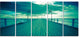 Blue Seascape With Wooden Pier, Bridge Canvas Art Print, 60"x28", 5 Panels