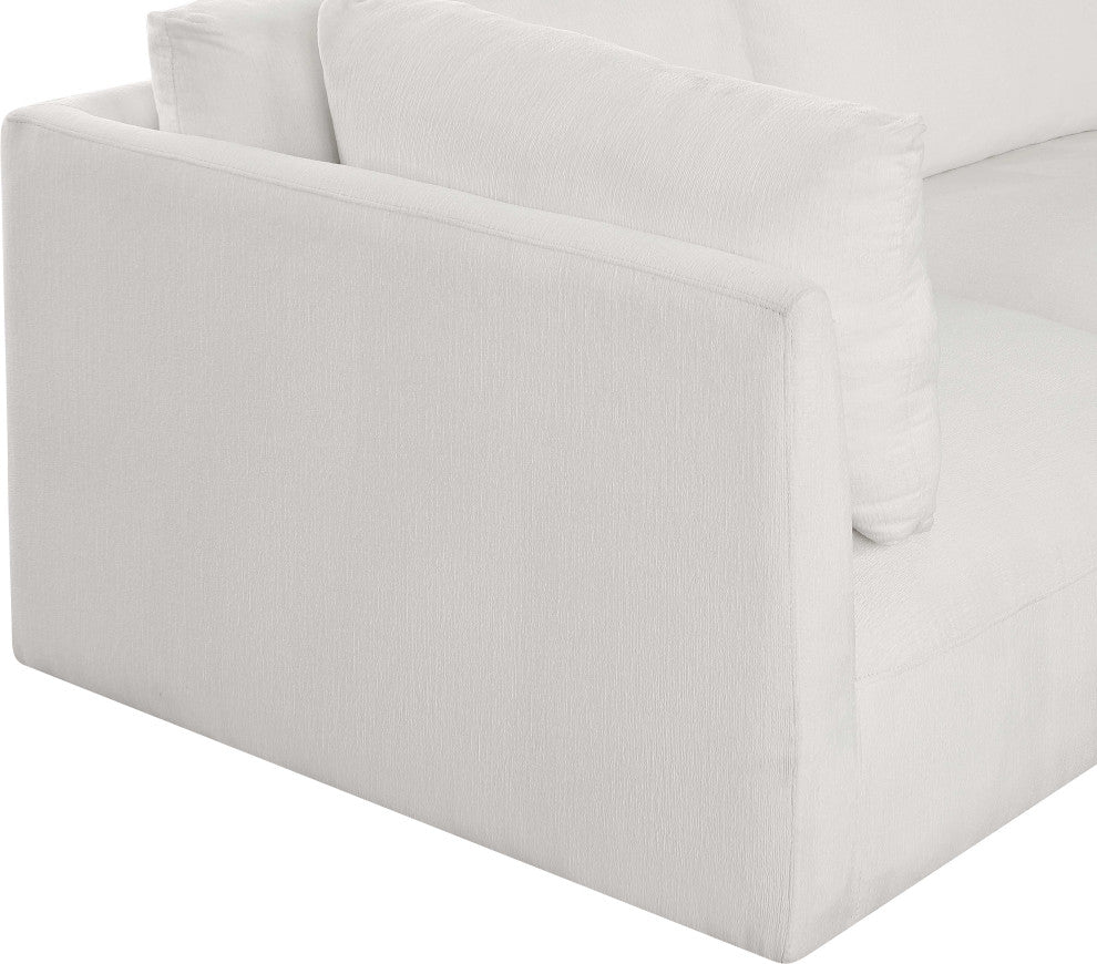 Ease Fabric Upholstered L-Shaped Modular Sectional, Cream, 8 Piece: 2 Corner, 6 Armless
