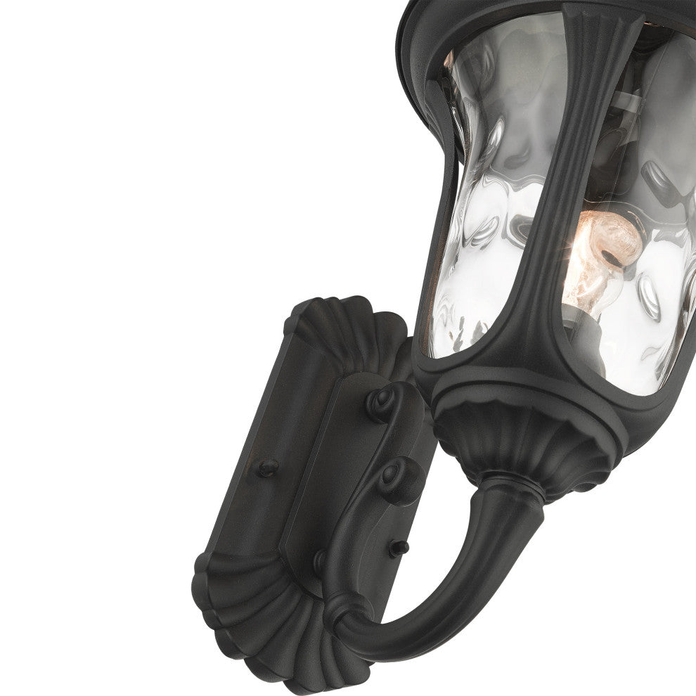 Textured Black Traditional, Victorian, Sculptural, Outdoor Wall Lantern