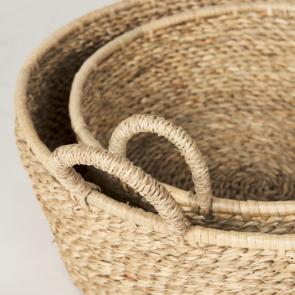Ayanna Set of 2 Deep Nesting Seagrass Baskets With Handles