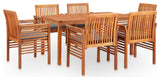 vidaXL Solid Acacia Wood 7 Piece Patio Dining Set with Cushions Table Chairs