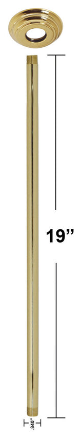IPS 1/2"x19" Ceiling Mounted Shower Arm With Flange, Polished Brass