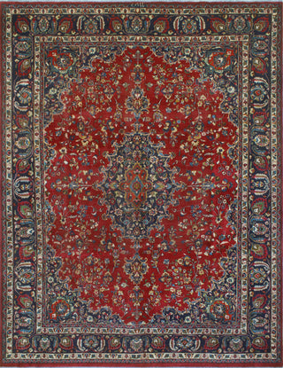 Fine Vintage Distressed Netice Red/Navy Rug, 9'8 x 12'8