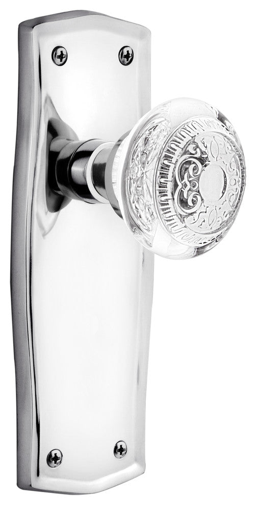 Prairie Plate Double Dummy Crystal Egg and Dart Knob, Bright Chrome, PRACED