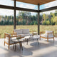 Lido Loveseat, Teak, Bliss Linen Cushion Set