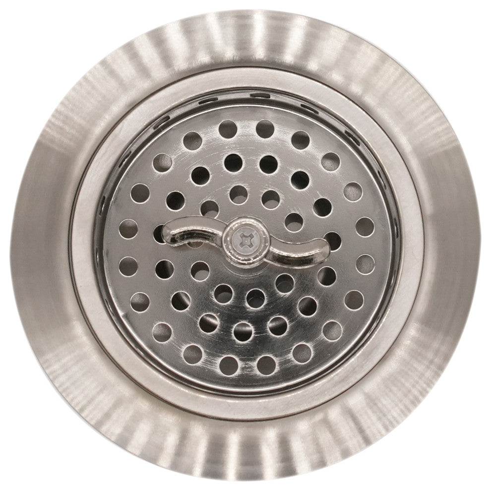 Wing Nut Style Large Kitchen Basket Strainer In Polished Chrome, Satin Nickel