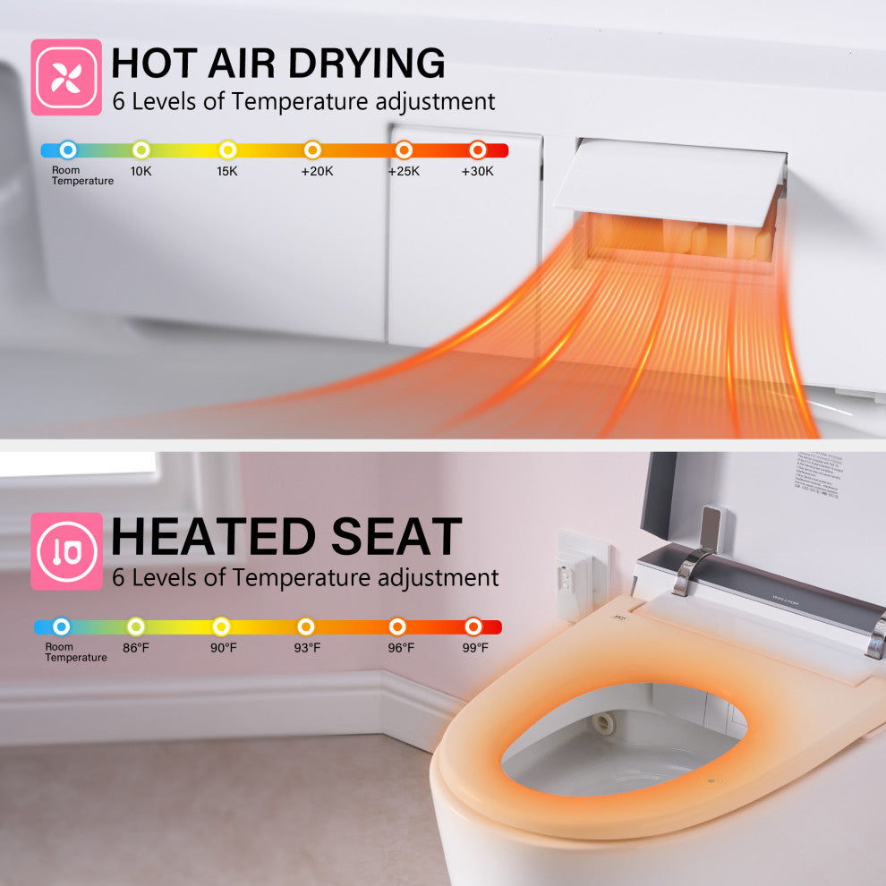 Smart Toilet with Remote Control, Heated Seat, LED Display, and Automatic Flush