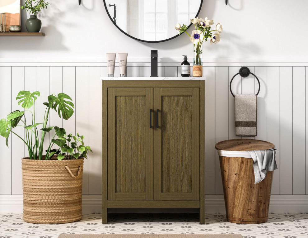 Home Living 24" Single Bathroom Vanity, Chestnut Brown