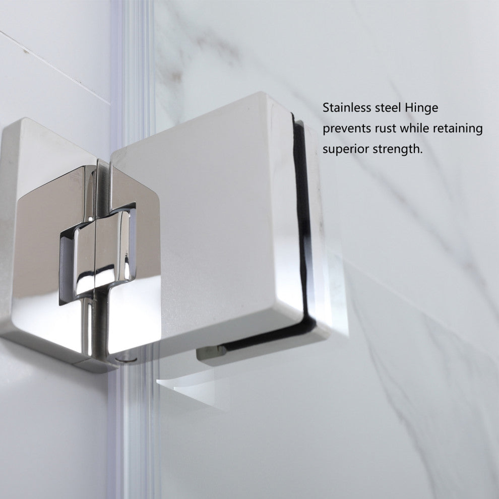 Napoli 34" W x 58" H Hinged Frameless Tub Door, Matte Black