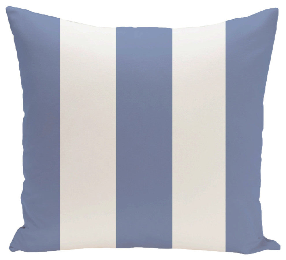 Awning Stripe Stripe Print Outdoor Pillow, Cornflower, 18"x18"