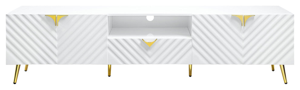 ACME Gaines TV Stand, White High Gloss Finish