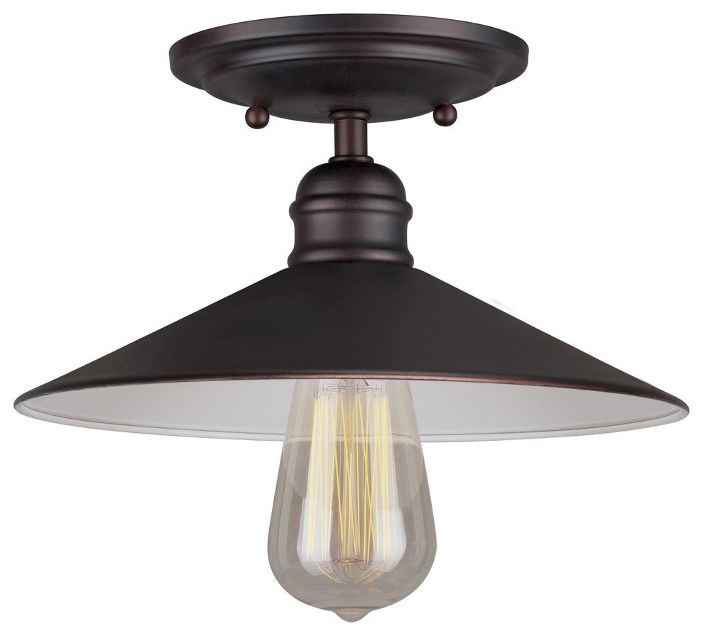 1 Light Semi Flush Mount, Antique Bronze