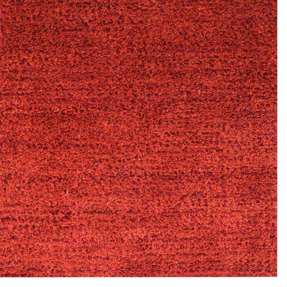 Hand Knotted Loom Silk Mix Area Rug Solid Light Red