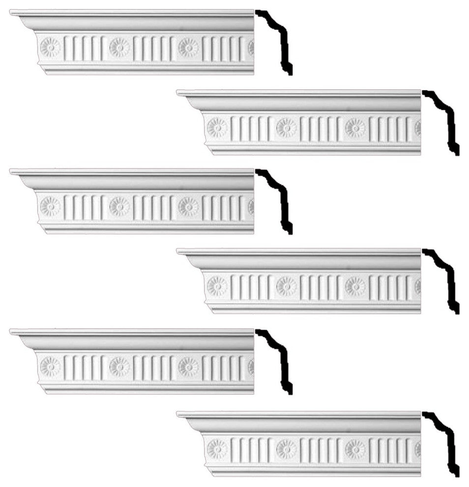 Ornate Cornice White Urethane Design 6 Pieces Totaling 576" Length