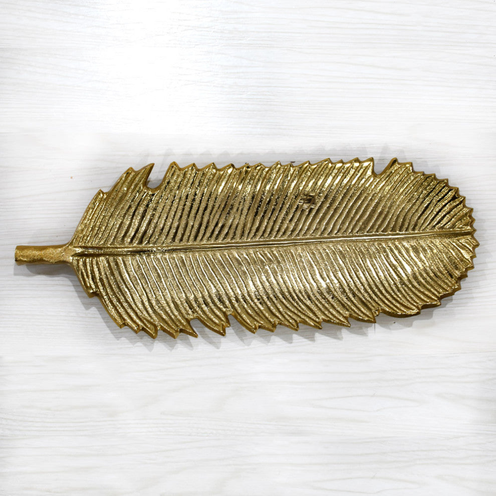 Handmade Decorative Aluminium Tray, Gold Color Coated