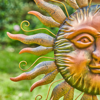 36.25"H Metal Sun and Moon Yardstake or Wall Decor