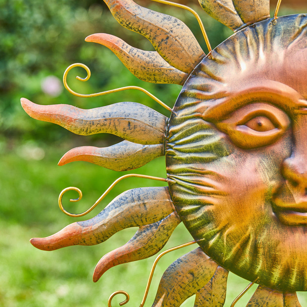 36.25"H Metal Sun and Moon Yardstake or Wall Decor