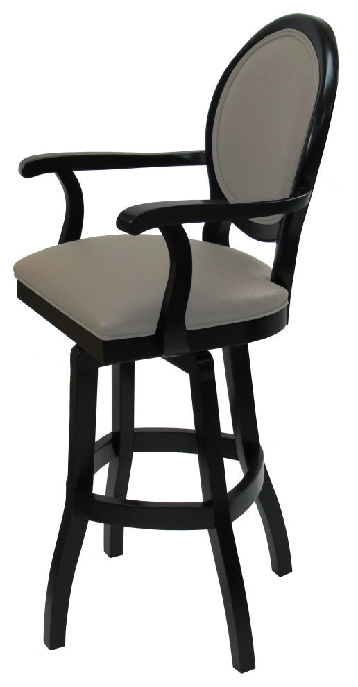 Swivel Wood Extra Tall 34" Bar Stool, 500, S-Base, Beige Leatherette Black