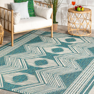 Nuloom Ranya Tribal Indoor/Outdoor Contemporary Area Rug, Teal 8'X10'