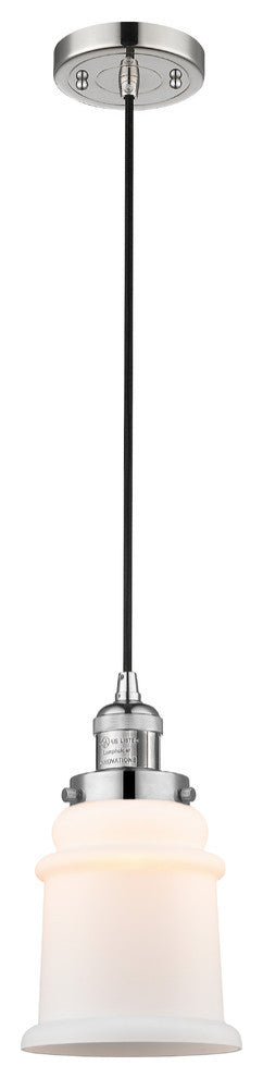 Canton 1-Light Mini Pendant, Polished Nickel, Matte White